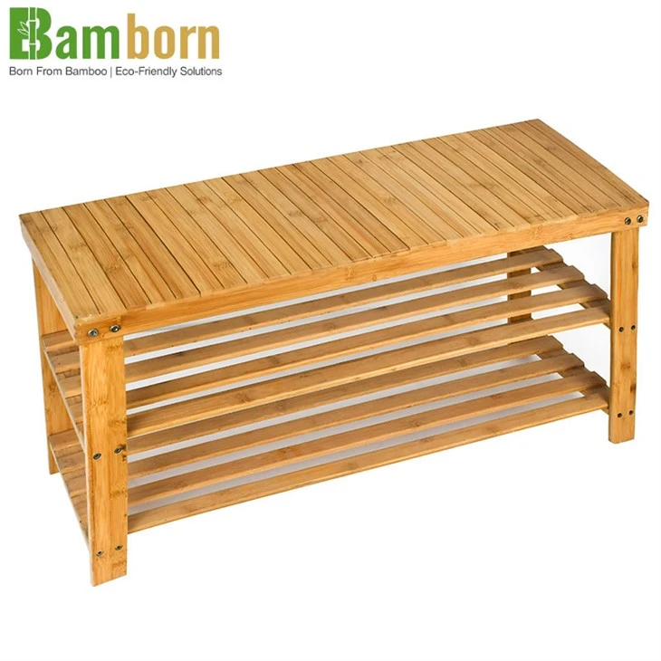 Stalak za cipele od bambusa sa klupom