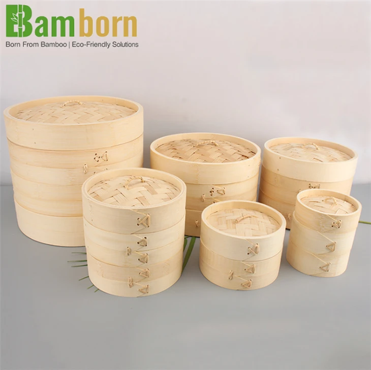 Okrugla bambusova parna posuda za dim sum